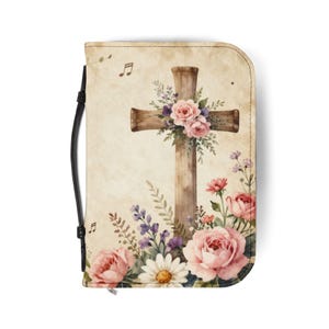 Floral Cross Bible Cover | Zippered Scripture Case