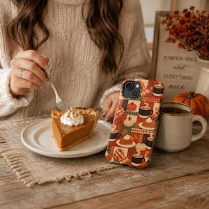 Pumpkin Spice Patchwork Phone Case | Fall Coffee, Pie & Pumpkins