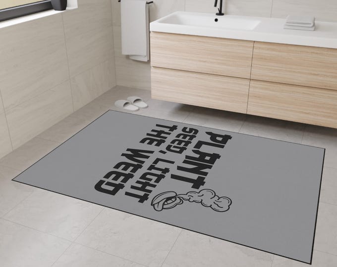 Heavy Duty Floor Mat - Plant Seed, Light the Weed, Indoor Outdoor Rug, Funny Welcome Mat, Gift for Gardeners, Home Decor