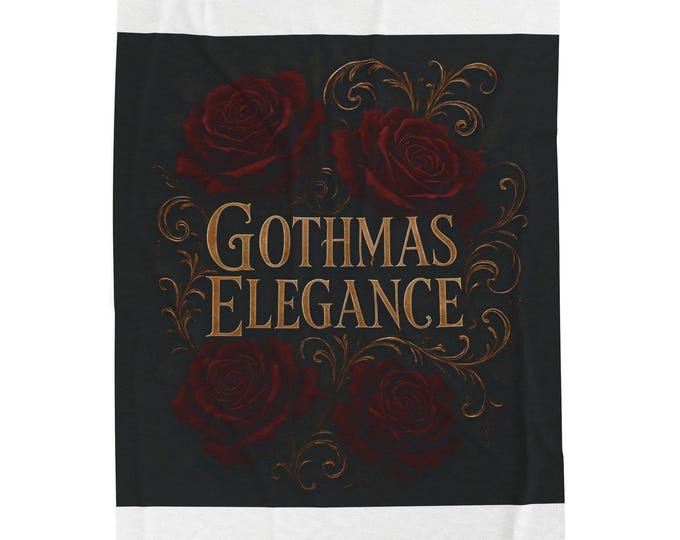 Gothmas Elegance Velveteen Plush Blanket | Gothic Roses, Victorian Scrollwork