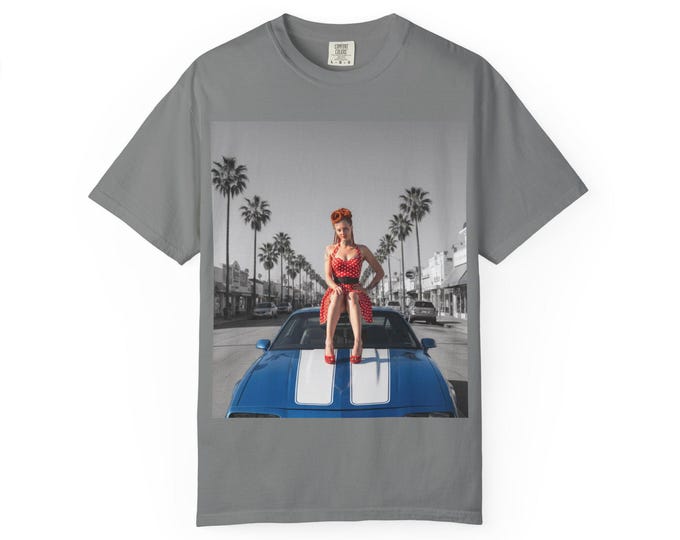 Chic Vintage Graphic Tee, Casual Unisex Shirt, Trendy Summer Wear, Retro Car Design T-shirt, Gift for Fashion Lovers