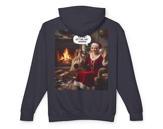 Santa Claus with Speech Bubble Hoodie | Vintage Christmas Fireplace Design