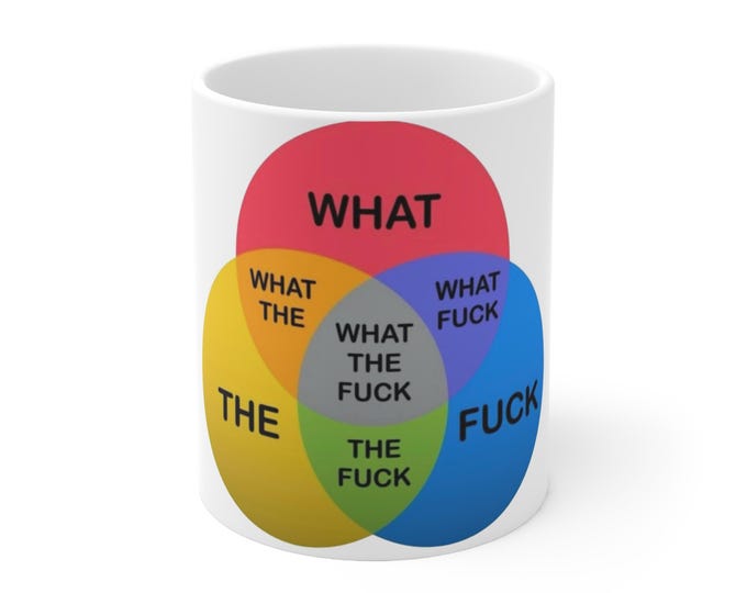 What the Fuck Venn Diagram Mug | Colorful Swirls, Funny Typography