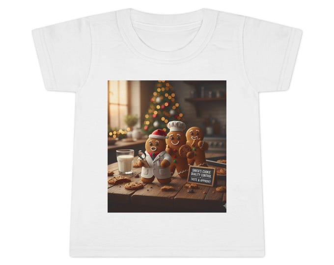 Gingerbread Family Cookie Scene Toddler T-shirt | Christmas Tree Holiday Baking