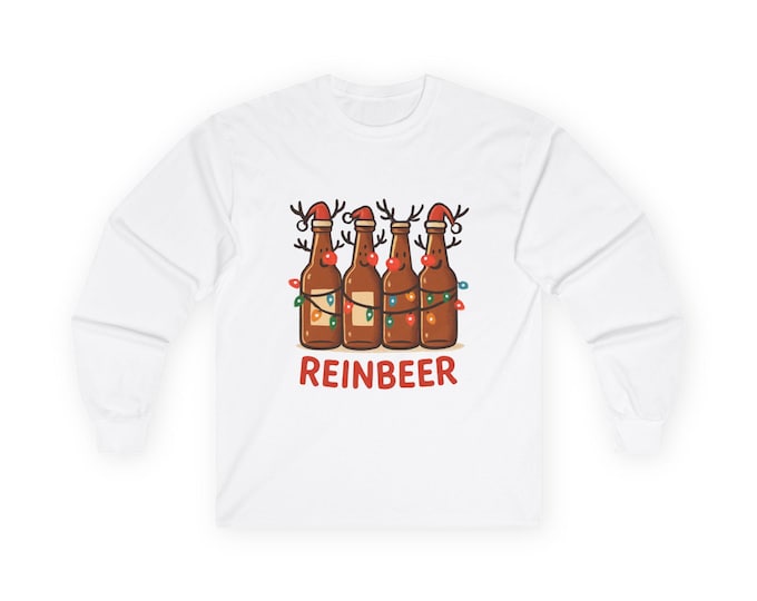 Reinbeer bottles illustration Long Sleeve Tee | Christmas novelty holiday design
