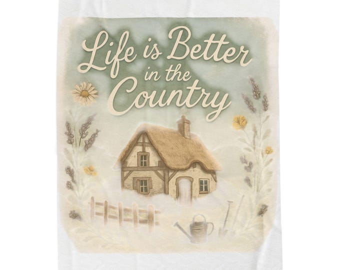 Life is Better in the Country Velveteen Plush Blanket | Cottage Farmhouse Throw