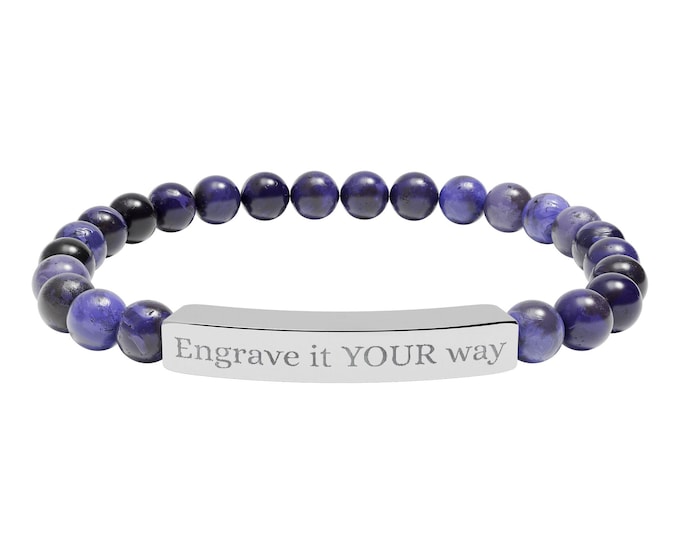 Inspire Your Way engraved bar bracelet | Natural stone stretch bracelet