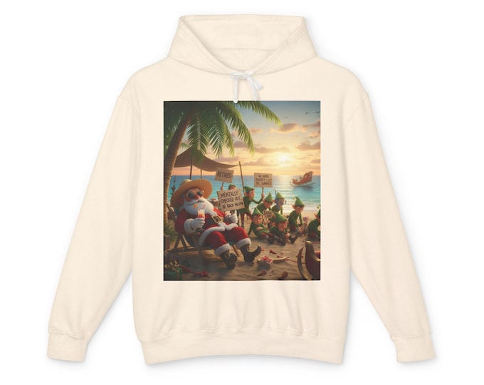Tropical Santa Beach scene Hoodie | Christmas Vacation Sweatshirt