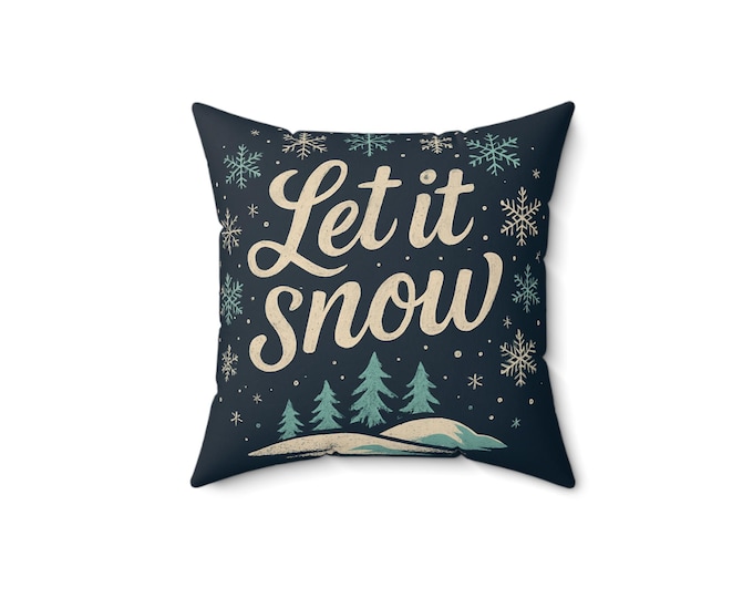 Let It Snow pillow | Christmas snowflakes pine trees winter decor