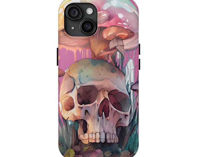 Artistic Skull & Mushroom Phone Case: Tough, Stylish Mobile Protection