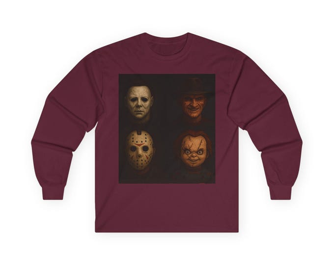 Halloween Horror Movie Long Sleeve Tee: Unisex Costume Party Shirt