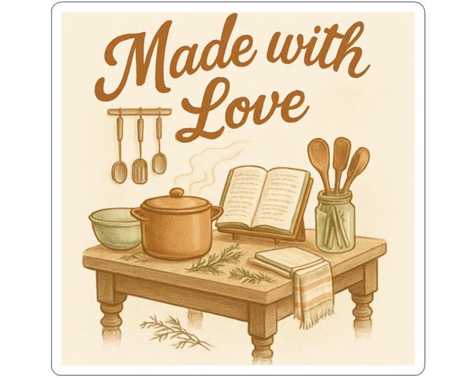 Made with Love kitchen illustration Sticker | kiss-cut cooking sticker