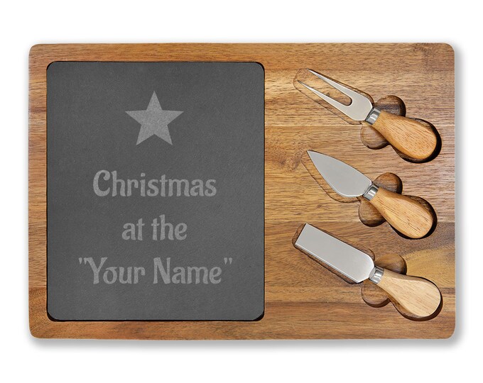 Personalized Christmas Charcuterie Board | Engraved Cheese Serving Set