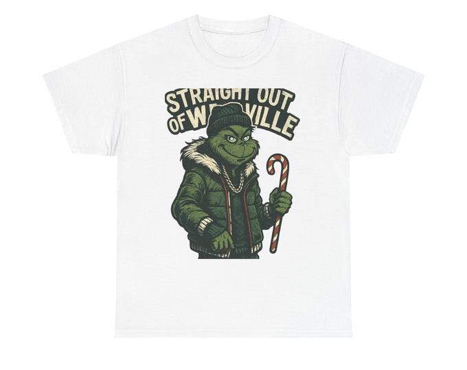 Straight Out of Whoville Grinch T-Shirt | Grinch Candy Cane Holiday Tee