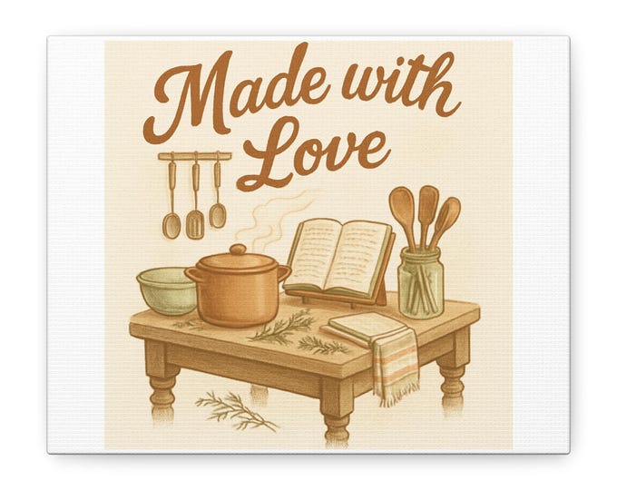 Made with Love kitchen illustration Canvas