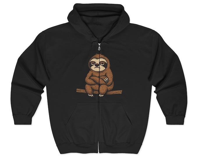 I'm Not Lazy I'm Just Energy Efficient Sloth Zip Hoodie | Cute Sloth Design