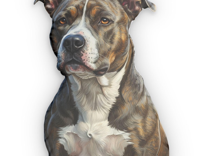 Brindle Pit Bull Portrait Pillow | Custom Shaped Pillow