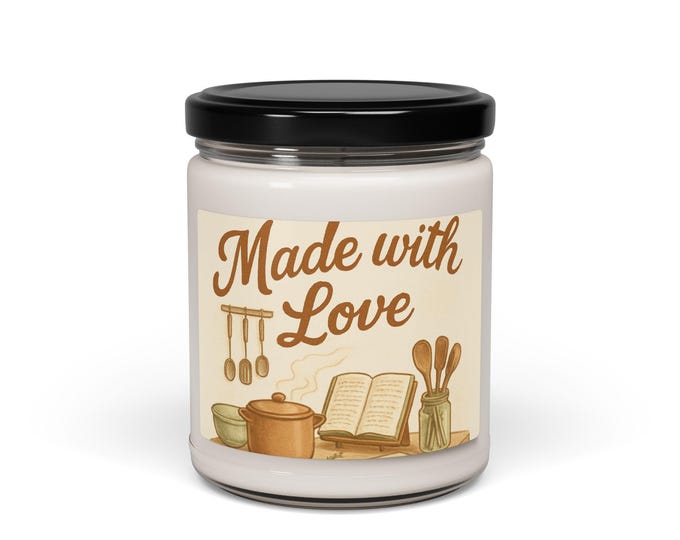 Kitchen Cooking Love Candle | Soy Candle 9oz, Recipe Book Kitchen Utensils