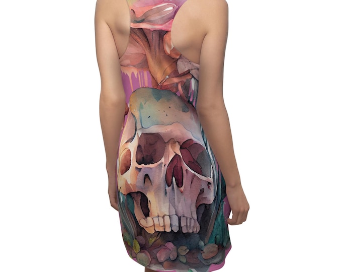 Gothic Floral Skull Racerback Dress: Festival Fashion