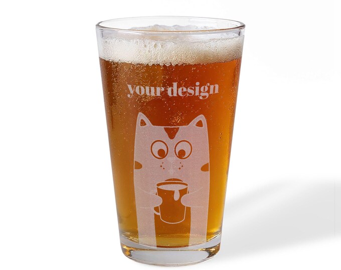 Cute Raccoon Holding Coffee Pint Mixing Glass | 16oz Engraved