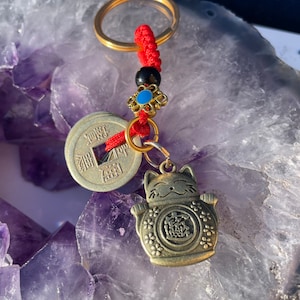 Feng Shui Złoty Kot Brelok, Brelok, Szczęśliwy Kot, Amulet Szczęścia, Talizman Fortuny