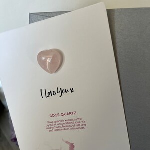 Coração de quartzo rosa cristal eu te amo cartão de afirmação presente