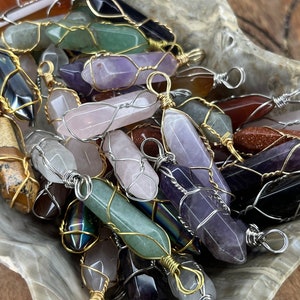 Mystery Crystal Wire Wrapped Necklace: Surprise Gemstone Pendant