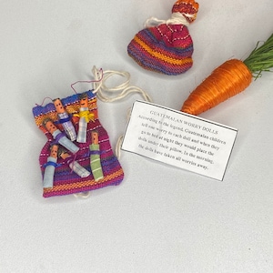 Guatemalan Worry Dolls - Set of 6 - 3.5cm -Worry Family - Good Luck Charm