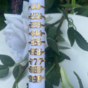 Angel Number Gold Tone Rings- 111- 222- 444- Protection- Guidance