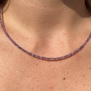 Faceted Amethyst Crystal Choker: Minimalist Gemstone Necklace