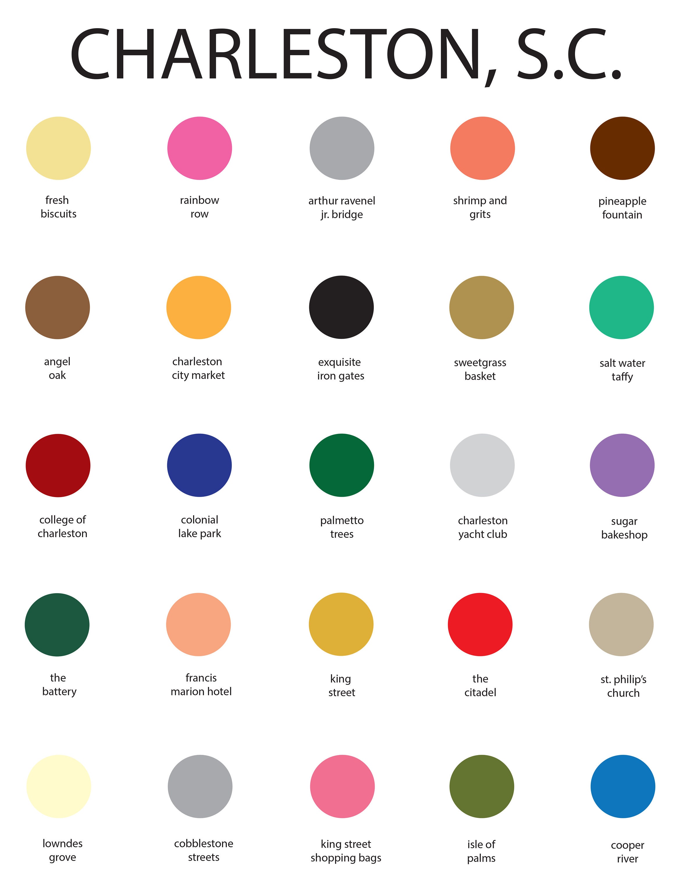 Charleston South Carolina Color Palette South Carolina Map Etsy