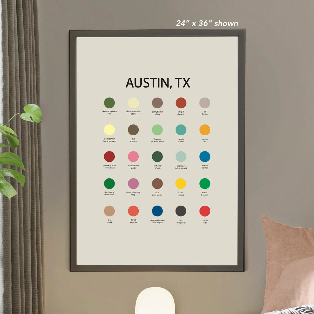 Austin Art, Austin Palette Print, Austin TX City, Austin TX Print