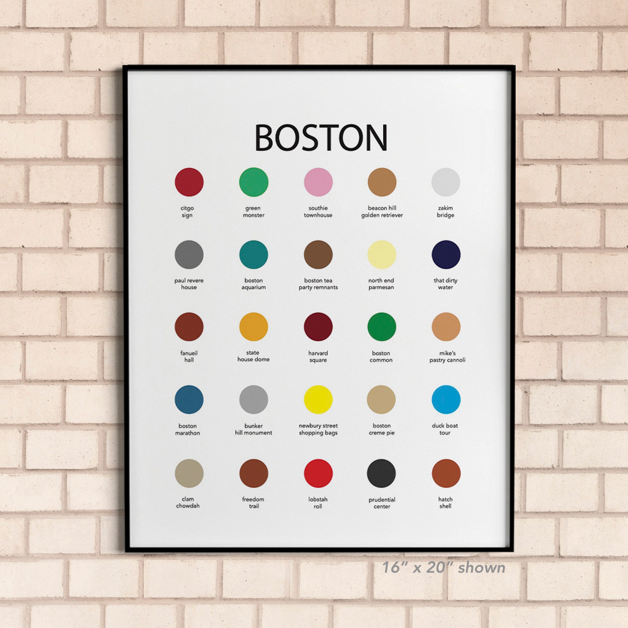Boston Massachusetts City Color Palette Print Boston Print Etsy