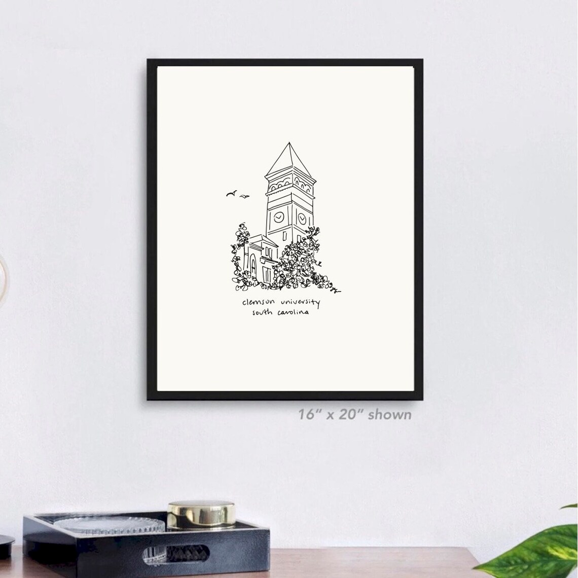 Clemson University College Campus Poster Art Print Clemson Etsy