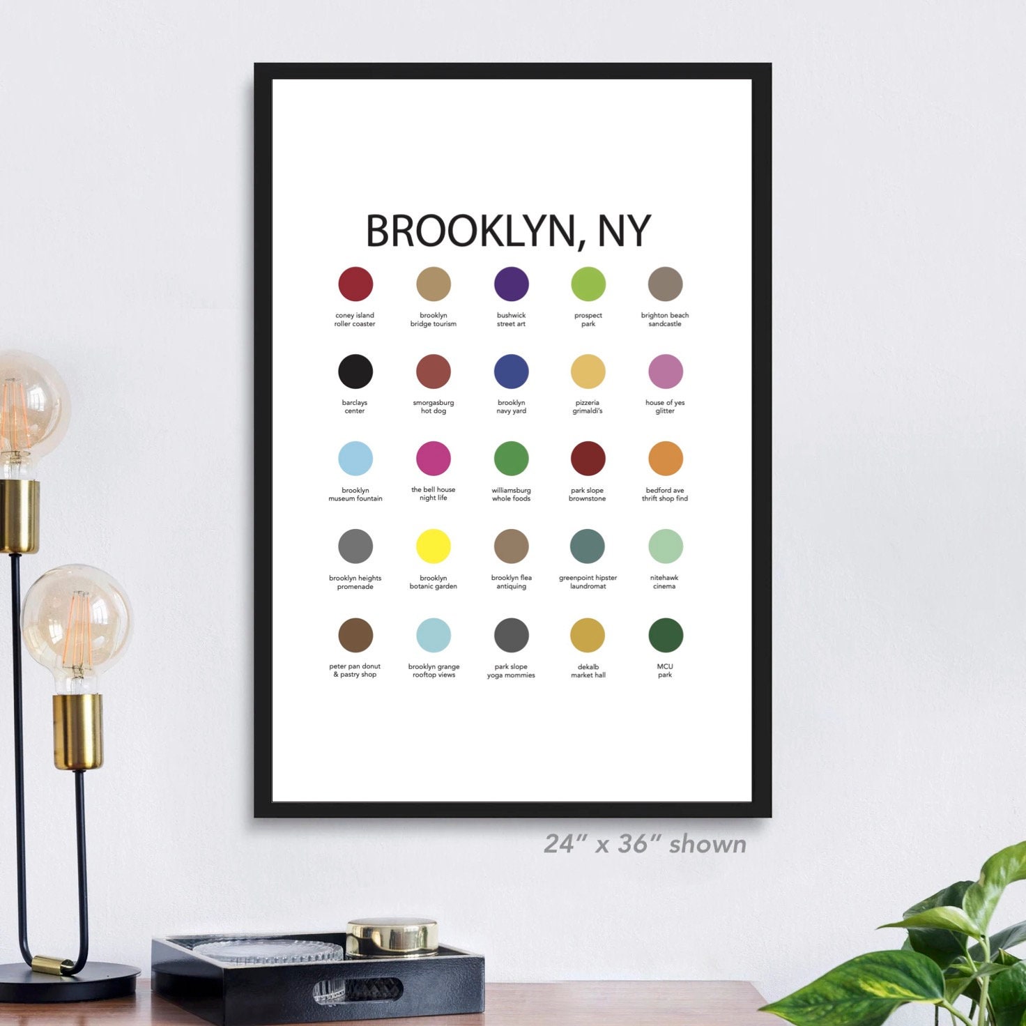 Brooklyn New York City Color Palette Print New York Wall Art - Etsy