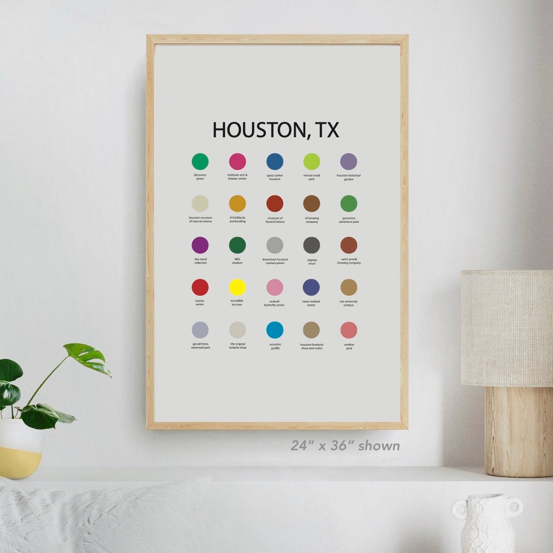 Houston, TX City Color Palette, Houston TX Print, Houston TX Art