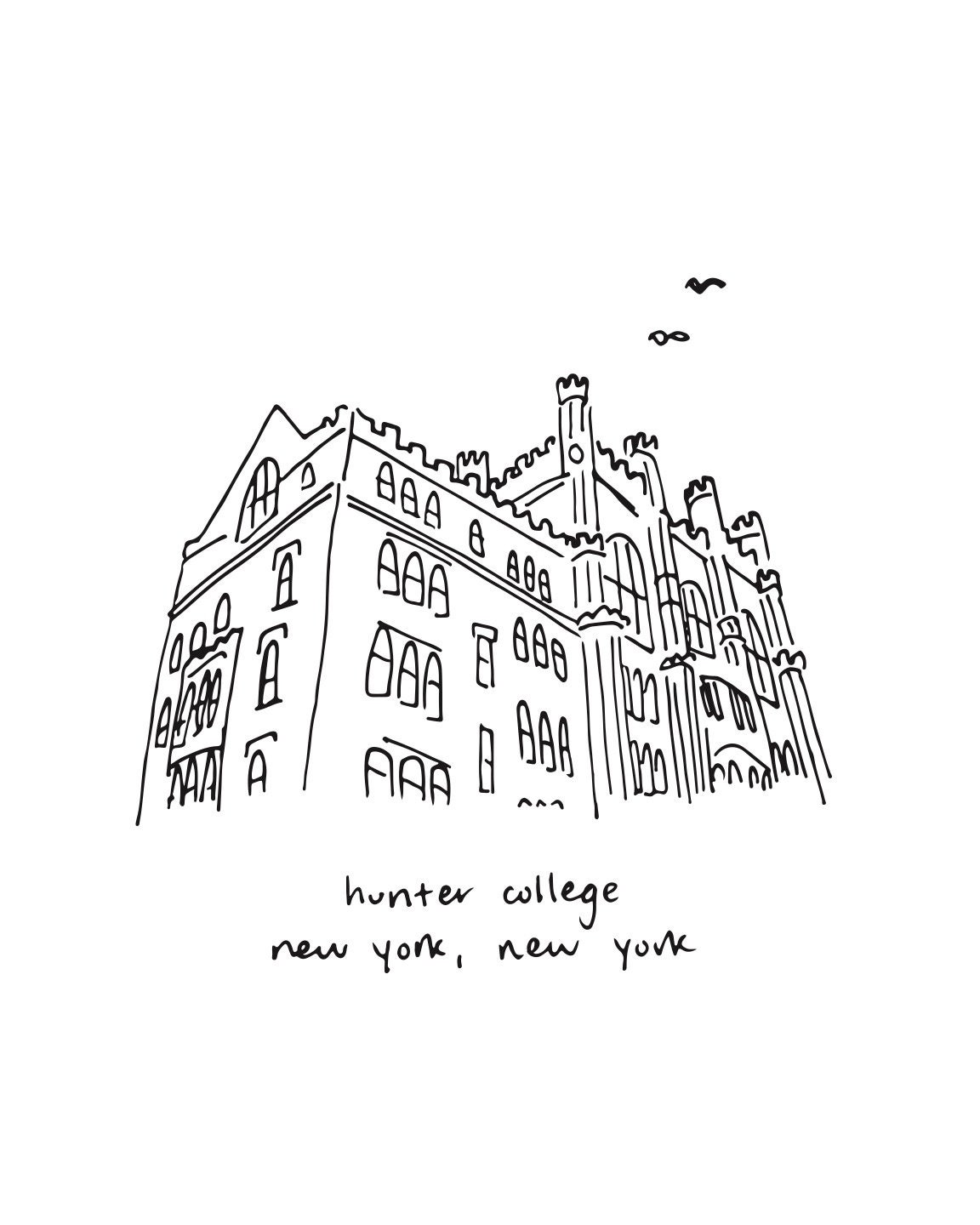Hunter College NYC Campus Dorm Freshman Poster Print, Hunter College