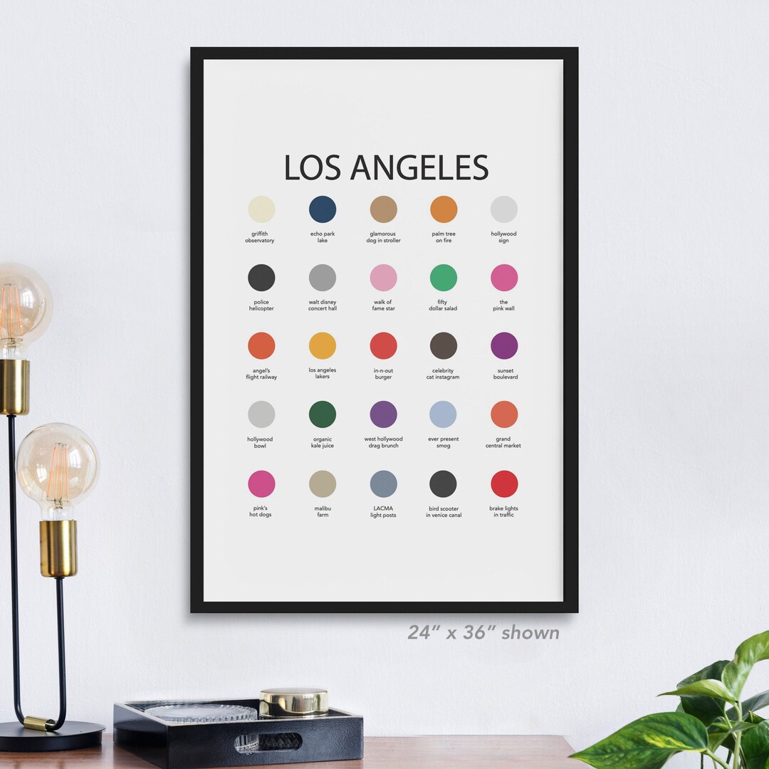 Los Angeles City Color Palette Print, Los Angeles Poster, Minimalist