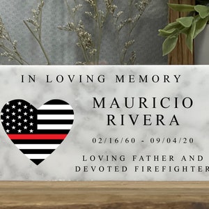 Custom Fire Fighter Memorial Stone - Marble - Firefighter Gift - Sympathy Gift - Personalized Firefighter Memorial