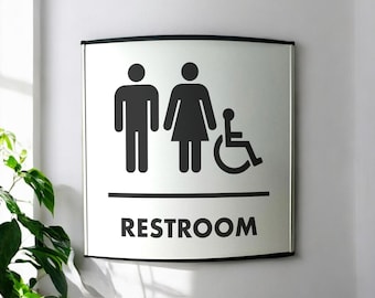Office Restroom Sign – Unisex Restroom Sign – 8 X 8 Inches Unique Office Restroom Sign – Bathroom Door Sign – Hallway Print Sign