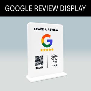 Google Review NFC Stand with QR Code, Google Reviews Display for Table, Counter, Google Review Sign, Google Review QR-Code Display
