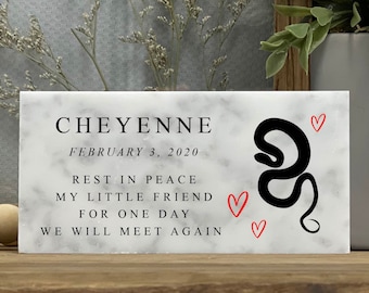 Custom Snake Memorial - Marble Stone  - Handmade Gift - Personalized - Sympathy - Ball Python - Boa - Reptile - Pet