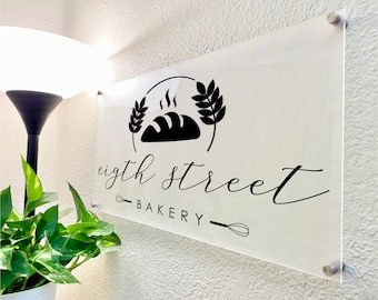 Custom BUSINESS Logo Clear ACRYLIC SIGN, Home Office and Transparent Business Logo Wall Mounted Acrylic Sign Gift for Decor