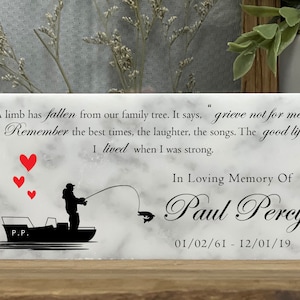 Custom Fisherman Memorial Stone - Marble - Fishing - Father - Grandfather - Brother - Uncle - Custom -