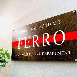 Firefighter Gift | REAL WOOD Sign | Last Name Sign | Fire Department | Birthday Gift | Personalized Wood Sign | Home Decor | Wall Sign