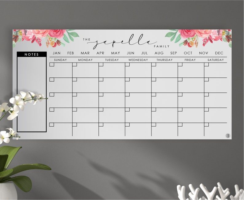 Personalized Wall Calendar Custom Acrylic Dry Erase Board Etsy
