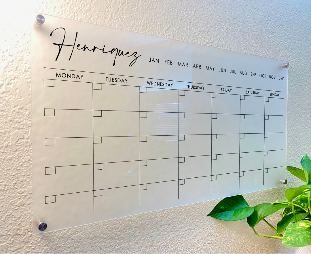 Custom Acrylic Dry Erase Board Wall Calendar Transparent Calendar Clear