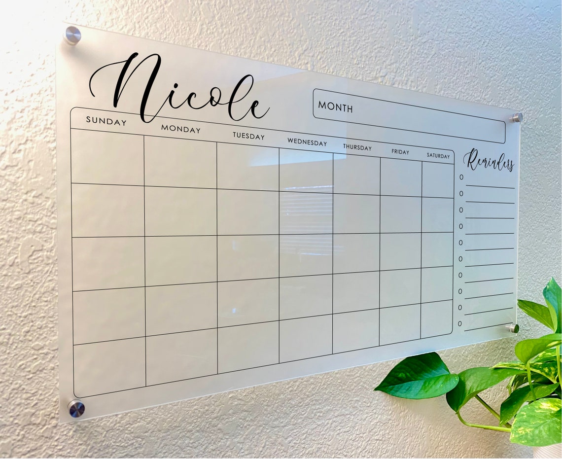 Personalized Wall Calendar Custom Acrylic Dry Erase Board Etsy
