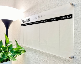 KIDS Daily Routine Dry Erase Board CHORE CHART, Personalized Homeschool Transparent Clear Acrylic Chore Chart Gift for Kids