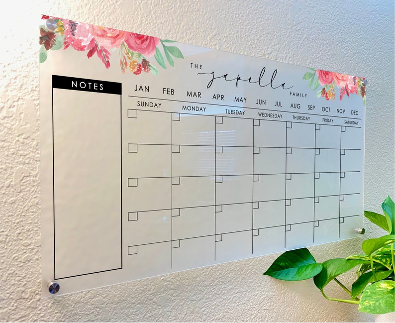 Personalized Wall Calendar Custom Acrylic Dry Erase Board Etsy